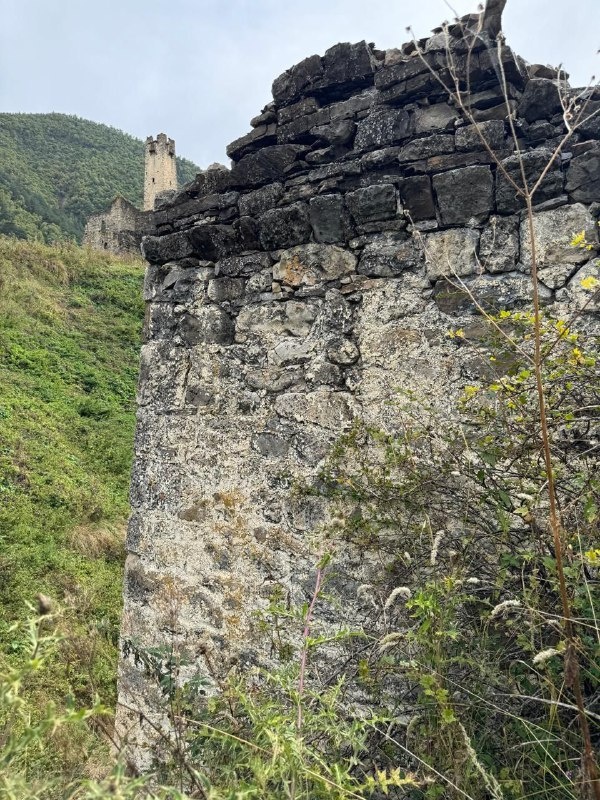 On September 18, 2024, the acting director of the museum-reserve Sampiev A.A., together with the staff, made an inspection trip to the Tsori tower complex as part of the work plan.

Medieval complex "Tsori" - one of the largest tower complexes - is located in the eastern part of the Dzheyrakh district of the Republic of Ingushetia, on the border with Chechnya and Georgia, on a high mountain ledge. Its more accurate location is the Guloikhi Gorge. There is a tower complex at an altitude of 1,170 m.

At the moment, there are three battle towers, more than three dozen residential, 12 crypt burial grounds, early Muslim land burials, an early Muslim mosque built, according to studies, on the remains of a destroyed residential tower, an ancient mausoleum, and traces of two river mills were found. If you look closely, on the walls of the towers you can see interesting ornaments created from stones of different colors. There is a lot of evidence that artisans and architects who lived in the fortress were famous for their art throughout Ingushetia.

The battle towers of the castle ensemble are quite high, although not completely preserved. You can still see window openings, loopholes, arched ceilings and nothing like salt symbols, telling about the traditions of ancient Ingush. In general, despite the huge age of the buildings, many ornaments and decorative fragments have been preserved on the buildings.

The roof of the battle tower is flat with teeth at the corners, topped with conical stones. In Tsori, the towers and sakli of almost all the villages adjoin each other, piling up with tiers and forming one solid, strongly fortified castle.

Crypts are scattered near the village in several places. They are made of uncooked stones, on lime, have a yellow lining and in each tier of lazes - often rectangular, less often with a semicircular vault. More than half of them remained at full height. And the crypt that collapsed in 2022 was restored last autumn.

Employees of the institution on the spot collected field material, examined the safety of monuments, made photofixation.

On all objects of cultural heritage of the complex will be drawn up acts of technical condition and sent to higher organizations.