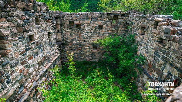 Башенная усадьба «Товханти» расположена напротив комплекса Меллери, на западном склоне горы. Она  состоит из 1 двухэтажной жилой башни "Зовр-г1ала", с восточной стороны  к которой пристроен дворик и одного ядрообразного мавзолея.

Высота башни около 5 метров, крыша отсутствует, ширина южной стены - 6 м., восточной - 8.5 м. Вход в башню расположен с восточной стороны и имеет сводчатые двери на оба этажа. Своды из цельных камней относительно хорошей сохранности.

Южная стена на втором этаже имеет 1 большое окно и 2 маленькие бойницы. Восточная стена имеет 2 арочные двери, 1 окно, 2 бойницы, одна из которых направлена на вход первого этажа.

У башни хорошо сохранились конструктивные детали:  оконные проёмы, ниши, бойницы, которые имеются на всех стенах объекта.
      
Особое значение для истории республики, на наш взгляд, представляет ядрообразный мавзолей, возведенный в конце 18 века и расположенный в 15 метрах южнее башни, он сохранился на всю высоту ( около 3 метров).  

Хочется привести одно интересное предание, которое записывается впервые со слов местных жителей.  Оно гласит, что усадьба появилась позже башни Меллер, также известно, что житель  башни покинул это место.
        
Далее, в этом предании повествуется о том, что владелец этой усадьбы, по окончании строительства  башни и мавзолея, собрал людей близлежащих сёл и продемонстрировал работу мастера. А посмотреть было на что: башня была очень красивой, со множеством бойниц, окон, ниш, а также сводчатых дверных проемов и других конструктивных элементов.

Также житель башни похвастался тем, что на своих землях он собирает по два урожая за год. Среди приглашенных был один незрячий старец из с.Меллер, которому не понравились успехи соседа и с целью выжить его с этих мест, он ему посоветовал обработать земли топленным маслом, для того, чтобы они приносили ему по три урожая за год.

Владелец усадьбы будучи очень  трудолюбивым и простодушным человеком, внял его совету и обработал свои земли маслом. В итоге, земля перестала приносить урожай и лишившись её, житель башни  был вынужден покинуть эти места, так как, раньше единственным источником пропитания была только земля.  И с тех пор, туда никто не заселялся.

Находится в границах территории Джейрахско-Ассинского музея-заповедника.