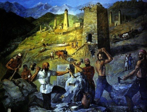 Многие ученые-кавказоведы Северного Кавказа, в том числе Е.И. Крупнов, И.В. Щеблыкин, В.И. Морковин, Л.П. Семенов и другие неоднократно отмечали, что родоначальниками башенного строительства в горной зоне, охватывающей территории современных Ингушетии, Чечни, Северной Осетии и горной части Восточной Грузии, являются предки ингушей.

До наших дней сохранились имена и фамилии известных строителей башен и других памятников средневековой архитектуры. Так, в Джейраховском и Ассиновском ущельях хорошо были известны такие мастера, как Янд из селения Эрзи, Дуго Ахриев и Хазби Цуров из села Фуртоуг фамилия Барханоевых из селения Бархин и другие.

Из горного села Фуртоуг появились многие известные в Ингушетии и за ее пределами строители башен. В конце XVIII века особенно прославился строитель башен Дуго Ахриев (по преданию, захороненный в склепе рядом с комплексом), а также другие мастера, Дяци Льянов и Хазби Цуров, строившие разнообразные жилищно-оборонительные, погребальные и культовые сооружения даже в соседних районах Северной Осетии, Грузии и Чечни.

Ингуши называли людей, умевших искусно обращаться с камнем, «тIоговзанче», (букв. «знающий хитрости камня»). По мнению М. Албогачиевой, секреты строительного мастерства бережно хранились в семьях и передавались из поколения в поколение. Строители имели особый статус в ингушском обществе.

Исследователь С. Мерешков считает, что их называли (мехк-нах), они не подпадали даже под кровную месть, поскольку считались особо значимыми для общества людьми. Строительство башен требовало высокого мастерства, опыта, знаний и технических навыков. Признанными и знаменитыми мастерами-строителями Средневековья по мимо перечисленных выше были, Ерда Дударов из сел. Верхний Хули, Арсамак Евлоев из сел. Йовли, Хинг Ханиев из сел. Хяни, Тет-Батык Эльдиев из сел. Таргим, Баркинхоевы из сел. Верхний, Средний и Нижний Оздик и др.

По сообщениям историков, в Лялах проживал знаменитый зодчий Арсмак, воздвигнувший многие высокопрочные разнотипные каменные строения не только в Ингушетии, но и в соседних районах горной Грузии и Северной Осетии. Башня Бялган была построена строителем из рода Хаутиевых.

Свое искусство ингушские мастера строительства башен хранили в секрете и передавали по наследству. Они заслуженно славились своим непревзойденным мастерством в сооружении разнотипных каменных строений - ингушские зодчие считались одними из лучших строителей на Кавказе. Соседние народы приглашали их для строительства собственных укреплений. Некоторые ученые предполагают, что схожесть традиционных строений у этих народов обусловлена именно тем, что их возводили ингуши.

Мастера – строители башен, практически всю работу по возведению башни выполняли изнутри, они в этот период не знали, что такое внешние строительные леса.

«Мастер использовал исключительно внутренние настилы, снаружи он работал только при возведении кровли. После этого требовал «спускную плату».

После завершения строительства башни мастер чаще всего у входа в башню оставлял отпечаток своей ладони на мокром растворе, или обводя его контур долотом. Также ингуши, приглашая мастера для строительства башни должны были выполнить некоторые условия. В первую очередь они отвечали за его безопасность, затем должны были его хорошо кормить, но и мастер-строитель башни тоже должен был брать на себя некоторые обязательства, в том числе он отвечал за качество своей работы и за сроки. Строительство башни должно было завершиться в течении года.