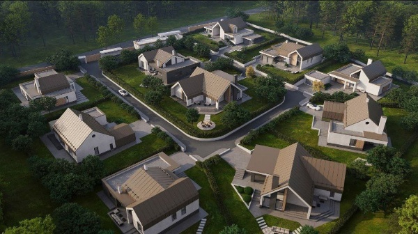 Началось строительство коттеджного поселка из десяти индивидуальных домов по проекту "АСМ Групп" в поселке Сярьги Ленинградской области.