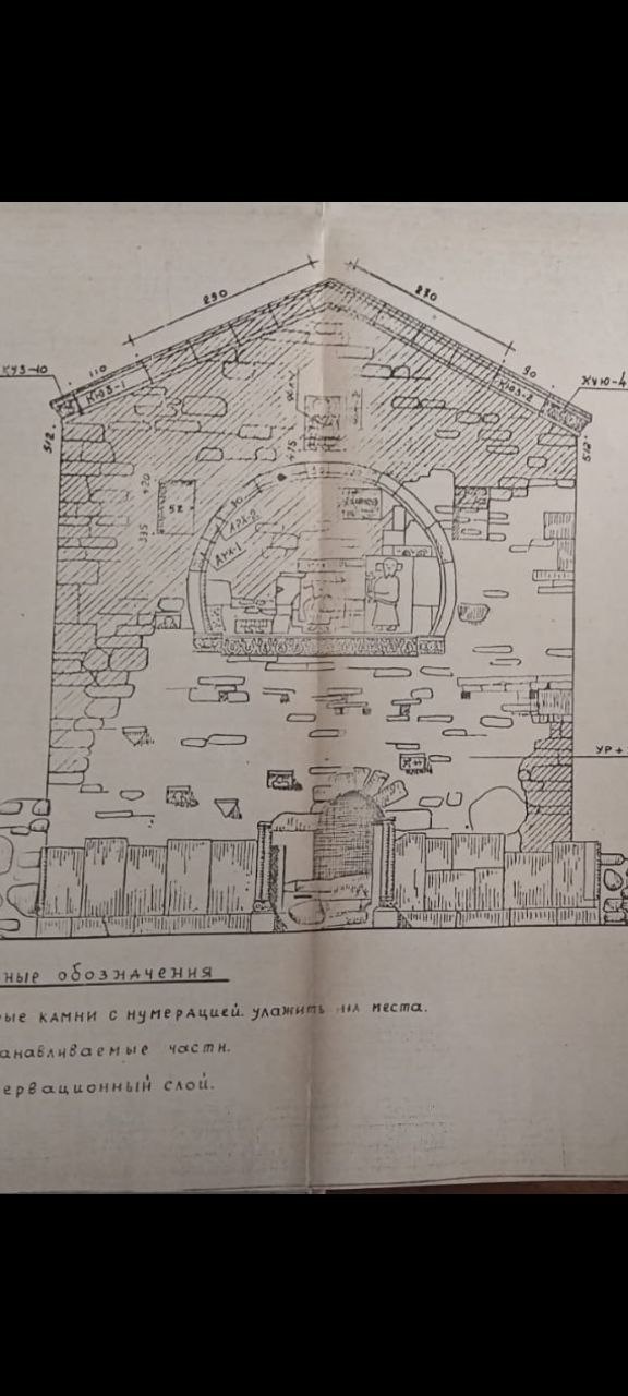 Уникальные зарисовки  храма  "Тхаба-Ерды" и его архитектурных деталей 1968-1969 гг. из проекта заслуженного деятеля искусств Грузинской ССР, зав кафедрой академии художеств Грузии архитектора Л. А. Химшиашвили. 
 
Постепенно разрушавшийся храм к 60-м гг. ХХ века находился в тяжёлом аварийном состоянии. В связи с этим, доктор исторических наук Е. И. Крупнов обратился с письмом в Правительство ЧИАССР о спасении уникального архитектурного памятника. В результате договорённости Министерства культуры ЧИАССР с грузинскими специальными научными реставрационными мастерскими, были проведены восстановительные работы храма в 1969-1971 гг. по проекту заслуженного деятеля искусств Грузинской ССР, зав кафедрой академии художеств Грузии архитектора Л. А. Химшиашвили. 

Параллельно с реставрационными работами велись и археологические раскопки, которые провёл известный учёный Грузии Гиви Гаезович Гамбашидзе.