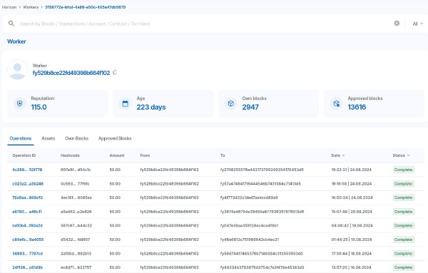 Обновление страницы воркера в мониторе операций публичной сети Горизонта.

https://ankhorizon.com/