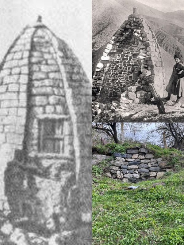 На фотографиях изображен ядрообразный мавзолей в Нижнем Джейрахе в 1940-е гг и сегодня. Время –это один из естественных факторов разрушения и деформации памятников, сюда же еще относятся климат, вода, ветер, солнце, подвижки почвы, стихийные природные явления.

На сегодняшний день в горной Ингушетии зафиксировано 12 ядрообразных мавзолеев различной степени сохранности.

Мавзолеи, в отличии от склепов, строили не до, а только после смерти человека и возводили их, по мнению историков, в честь знатных, выдающихся людей.

В эти дни, сотрудниками музея-заповедника, был совершен обход данного памятника и произведена фотофиксация его современного состояния.