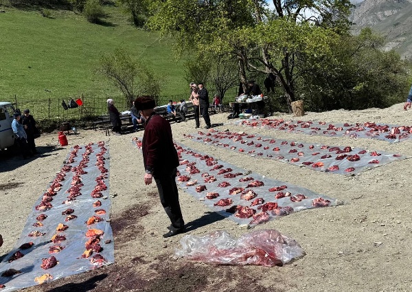 Сегодня   в сельском поселении Джейрах прошел  религиозный обряд "Саг1а". В мероприятии приняли участие более сотни человек, среди которых были  жители с.п. Джейрах, с. Армхи, с. Эзми, с. Чми и с. Тамариани. 

Более 1 500   килограмм  мяса  раздали за погибших палестинцев и тех,  кто прямо сейчас находится в тяжелом положении и борется за свою жизнь.